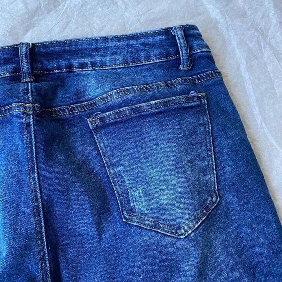 Blue Saavy Womens Blue Denim Dark Washed Ankle Length Jeans SZ 22 - Picture 5 of 12